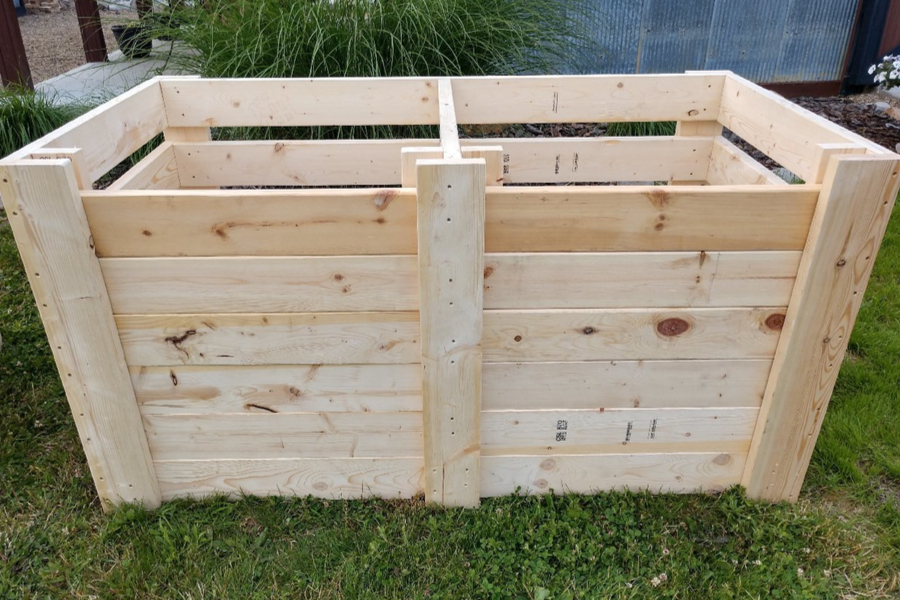 Premium Photo  Compost box double with composted soil. wood garden compost  bin for community composting.