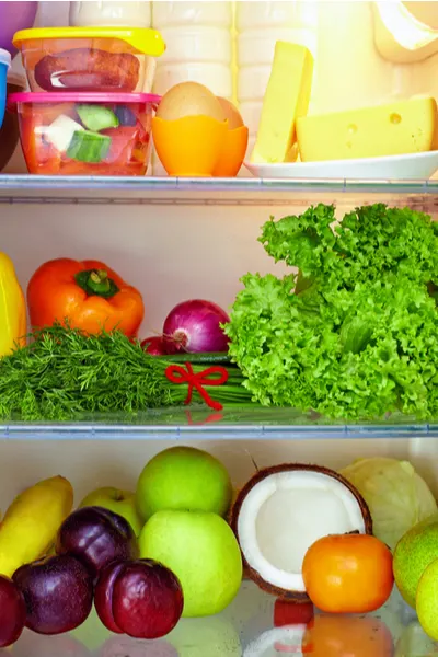 fruit and vegetables in fridge