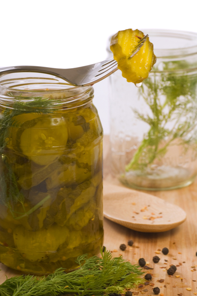 open jar of pickles