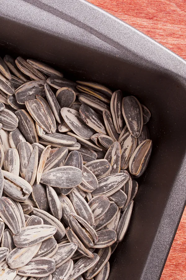 A pan of sunflower seeds