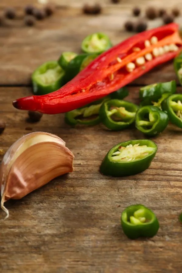 Hot peppers and garlic