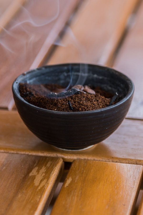 smoldering coffee grounds