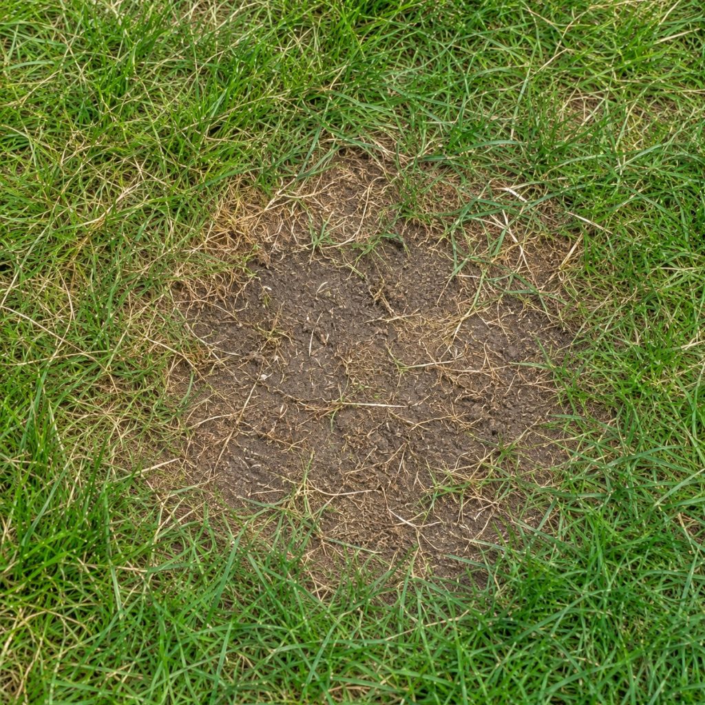 bare spot in a lawn