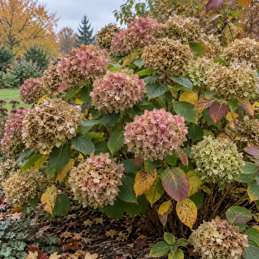 remove old hydrangea blooms